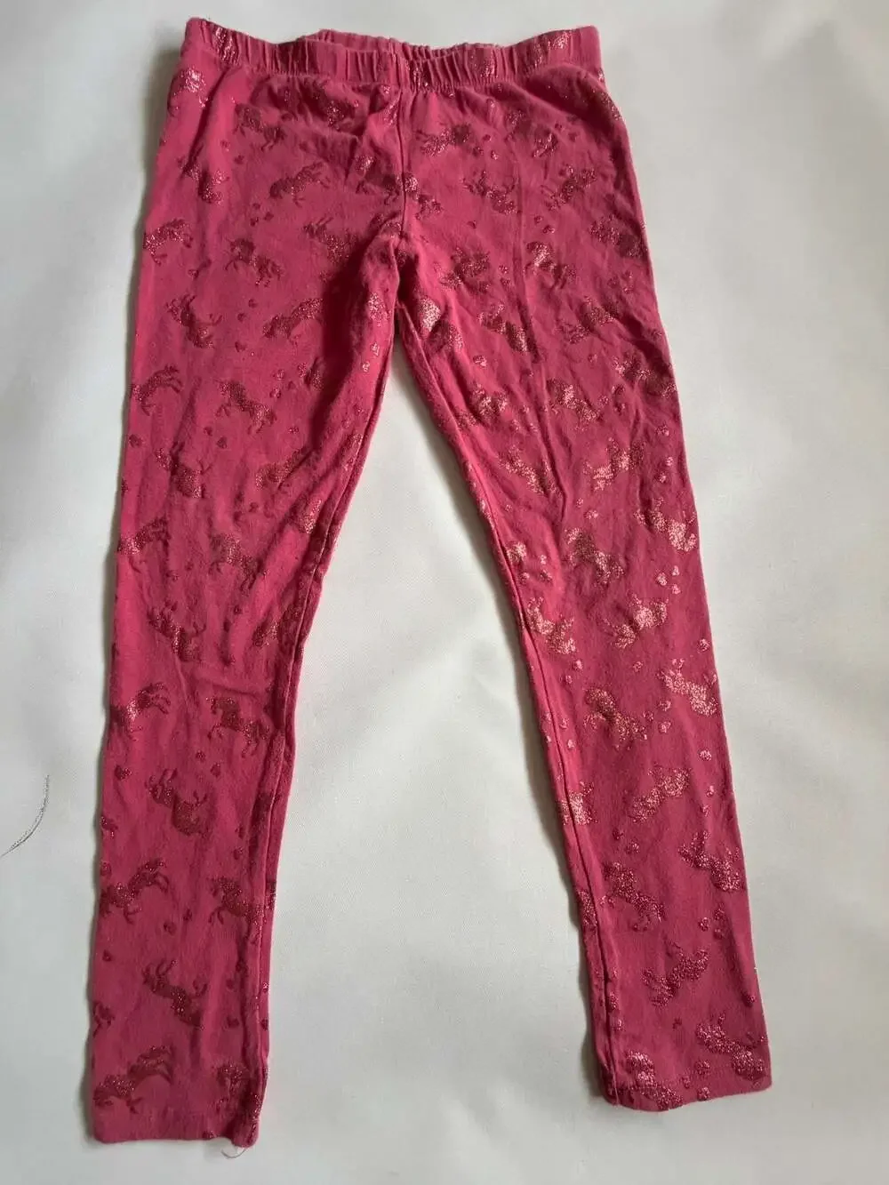 Childrens Place L/G 10/12 Pink Glitter Unicorn Leggings Cotton Stretchy Girls